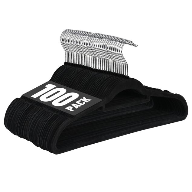 BAGAIL Velvet Hangers, 100-Pack (Black)