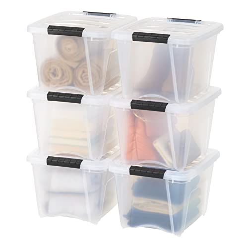 IRIS USA 19 Qt Stackable Storage Bins, 6-Pack (Clear)