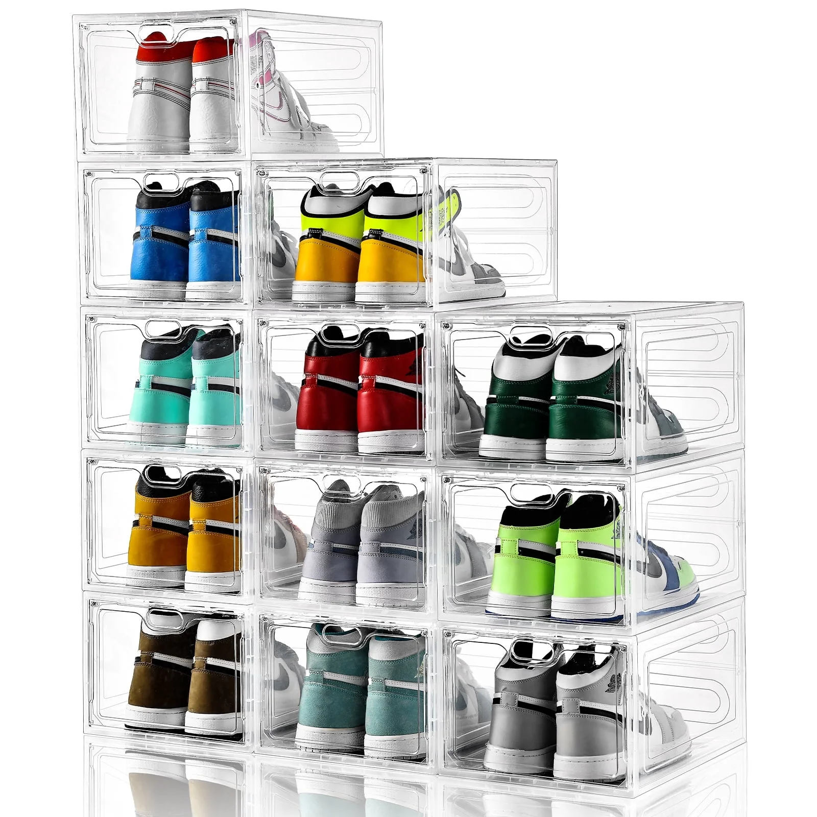 mDesign Stackable Clear Shoe Storage Boxes, 12-Pack