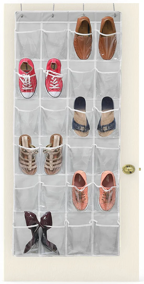 Simple Houseware 24-Pocket Over-the-Door Shoe Organizer (Gray)