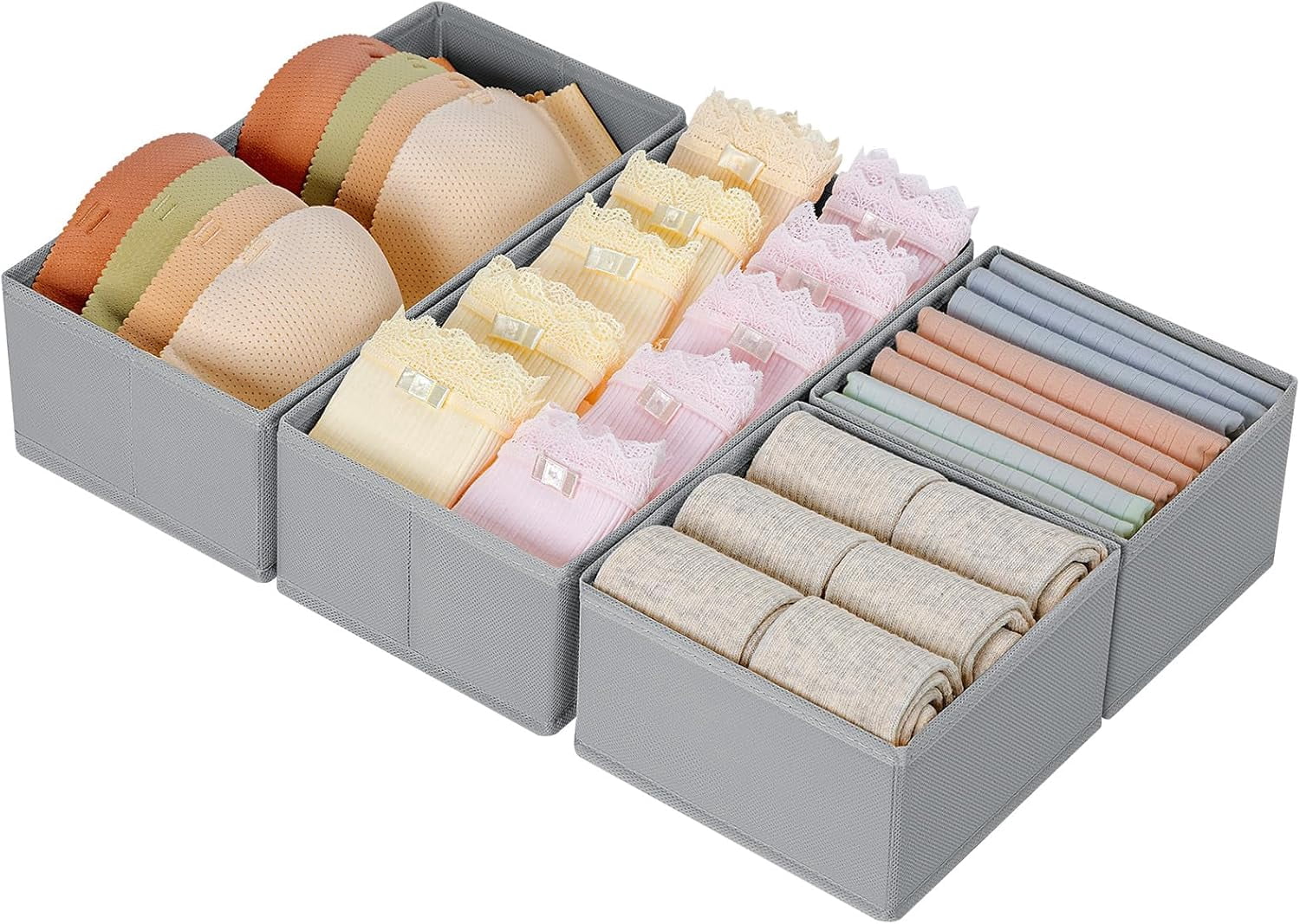 Simple Houseware Closet Drawer Organizer, 4-Pack (Gray)