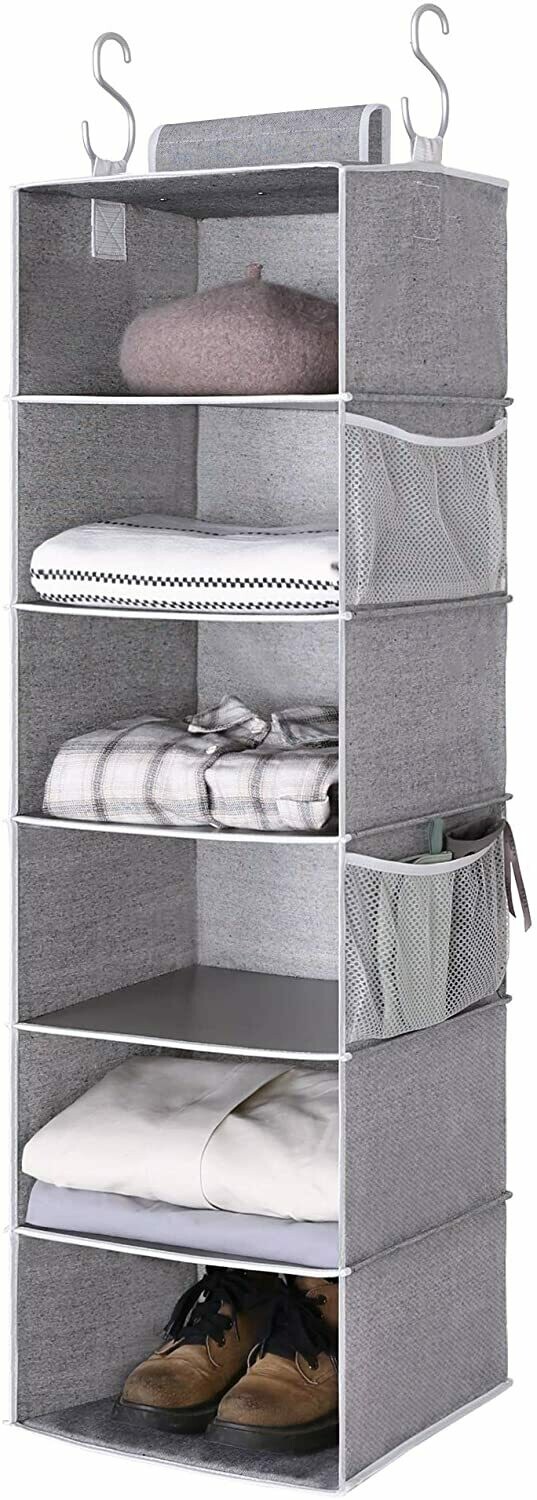 SONGMICS 6-Shelf Hanging Closet Organizer (Gray)