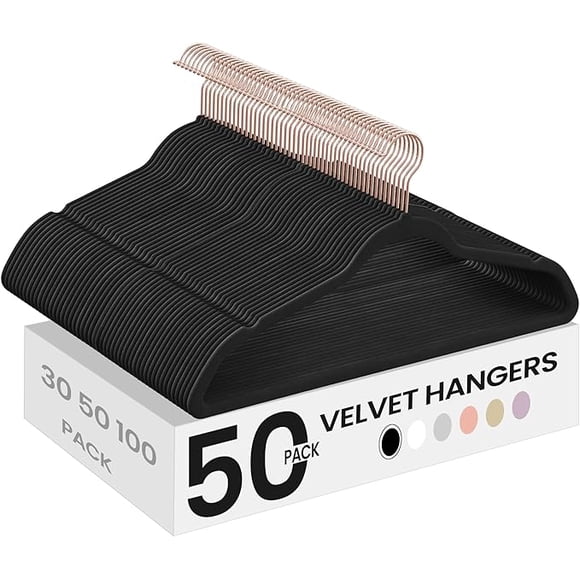 SONGMICS Velvet Hangers, 50-Pack (Black)