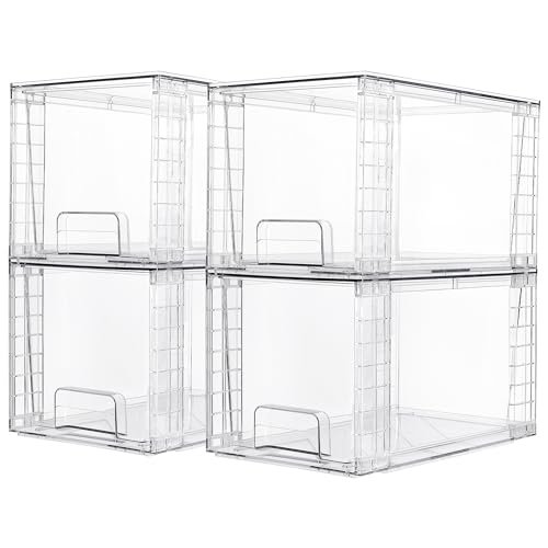 Vtopmart Stackable Storage Bins, 4-Pack (Clear)